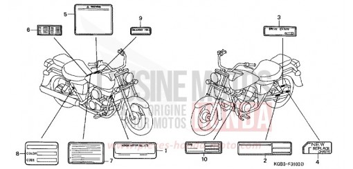 CAUTION LABEL VT125C2Y de 2000